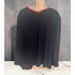 Navy Blue Van Laack Red Trim V Neck First Class Lufthansa Pajama Pullover Shirt